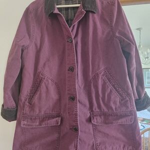 Lands' End Wine Utility Jacket with Dark Corduroy Collar